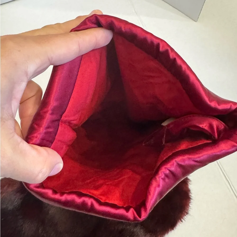 Pottery Barn Faux Fur Christmas Stocking Burgundy Wine Red No Monogram Blank